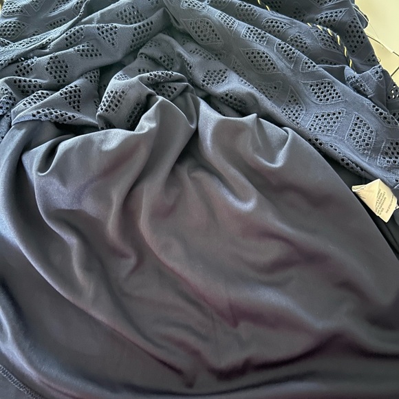 Navy Blue Eyelet Dress with Tassel Tie - Picture 7 of 7